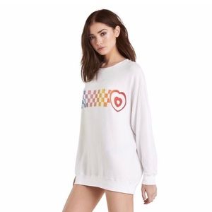 NWT XS Wildfox Couture Racer Checker Road-trip pullover